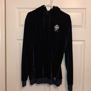 Dark Blue Velvet Hoodie